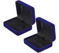 Beebeecraft 2 pz Scatola per Gemelli In Velluto Piccola Classica Rettangolare Blu per Gioielli Porta Fermacravatta Confezione Regalo per Matrimonio Festa Del Papà Uomo