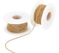 Beebeecraft 2 Rotolo 33 Piedi Catena In Acciaio Inossidabile Placcato Oro 18K Catena per Gioielli 3mm Maglie In Metallo Cavo Rotolo Catena A Maglie Rotolo Bobina per Collana Orecchini Braccialetto Fai