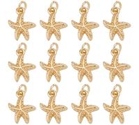Beebeecraft 20 Ciondolo A Forma di Stella Marina in Ottone Placcato Oro 18K Stelle Ciondoli Estivi Hawaiani Animali Marini Spiaggia Ideali per La Creazione di Gioielli Bracciali Collane Orecchini