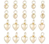 Beebeecraft 20 Pezzi di Ciondoli A Forma di Cuore in Ottone Placcato Oro 14K 9/12mm 3D con Anelli di Congiunzione per La Creazione di Gioielli Fai da Te Bracciali Collane Ciondoli San Valentino