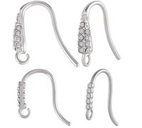 Beebeecraft 20 pz 2 Stili Ganci per Orecchini con Strass Fili per Orecchini in Acciaio Inossidabile Ganci per Pesci Francesi in Argento Connettori per Orecchini Pendenti con Passanti per La Creazione
