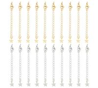 Beebeecraft 20 pz Estensori per Collana Placcati In Oro 18K e Platino, 2 colori, Catene Da 70 mm, con Chiusure A Moschettone e Linguette per Catena A Stella per La Creazione di Gioielli