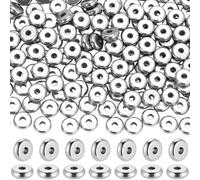 Beebeecraft 200 Pezzi di Perline Distanziatrici Piatte in Argento da 6mm Perline A Disco Rotonde 304 ciondoli Heishi in Acciaio Inossidabile Distanziatori in Metallo Sfusi per Bracciali Gioielli