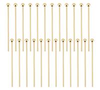 Beebeecraft 200 pz/Scatola Spilli con Testa A Sfera Da 25 mm Spilli Dritti In Raso per Quilting In Acciaio Inossidabile Placcato Oro 18K per Cucito Sarta Creazione di Gioielli Testa Artigianale