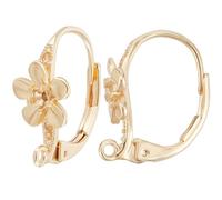 Beebeecraft 24 Pezzo di Orecchini A Leva in Ottone Placcato Oro 18K, 2 Colori, Ganci per Orecchini Francesi, Modello Floreale, Intercambiabili, Accessori per Orecchini Pendenti per La Creazione