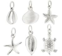 Beebeecraft 24 pz 6 Stili Oceano Mare Animali Ciondoli 925 Argento Sterling Placcato Ottone Conchiglia Stella Marina Tartaruga Capesante Ciondolo per Spiaggia Estate Gioielli Creazione Collana