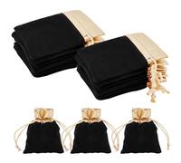 Beebeecraft 25 pz Sacchetti per Gioielli In Velluto con Sacchetti Regalo Neri Aperti In Oro con Cordoncino Da 10x7 cm per Bomboniere per Gioielli Confezioni per San Festa a Mamma Halloween Natale