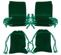 Beebeecraft 25 pz Sacchetti per Gioielli In Velluto Sacchetti per Confezioni Regalo con Coulisse 5x7 cm Verde Scuro Piccoli Sacchetti Regalo per Compleanno Nozze Bomboniere San Valentino
