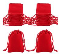 Beebeecraft 25 pz Sacchetti Rettangolari per Gioielli 7x5 cm Piccoli Sacchetti di Velluto Rosso con Coulisse per Regalo Caramelle Bomboniere per Feste di Natale