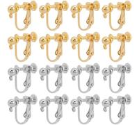 Beebeecraft 28 pz 2 Colori Clip-On Orecchini Componenti Convertitori A Vite in Acciaio Inossidabile Placcato Oro 18K Clip su Orecchini Componenti con Anello per Orecchie Non Forate Creazione di