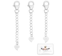 Beebeecraft 3 Pz 3 Stile 925 Estensioni per Collana in Argento Sterling Bracciale Cavigliere Catena di Estensione con Fermagli A Moschettone e Ciondoli A Cuore per La Creazione di Gioielli