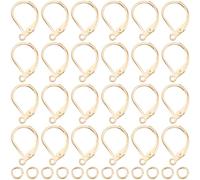 Beebeecraft 30 Ganci per Orecchini Francesi con Chiusura A Leva in Acciaio Inossidabile Placcato Oro 24K con 30 Anelli di Congiunzione in Ottone per La Creazione di Gioielli Orecchini Forniture