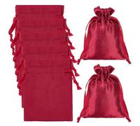 Beebeecraft 30 pz Sacchetti Regalo In Raso Da 9x12/17x12cm In Tessuto Rosso Scuro con Coulisse per Gioielli, Bomboniere, Caramelle, Natale, Festa Della Mamma, Laurea