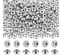 Beebeecraft 300 Pezzi di Perline Distanziatrici Rotonde Piatte da 4mm Perline A Disco in Metallo 304 distanziatori in Metallo Heishi Sfusi in Acciaio Inossidabile per Bracciali Gioielli
