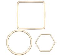 Beebeecraft 30Pcs 3 Anelli di Collegamento di Stile per La Creazione di Gioielli, Ciondolo Cavo Placcato Oro 24K Collegamenti Anello Quadrato Esagonale Che Borda I Connettori del Cerchio