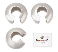 Beebeecraft 30Pcs 925 Sterling Silver Crimp Bead Copre Mezzo Rotondo Aperto Crimp Beads 3mm Nodo Tappi di Copertura per Gioielli FAI DA TE Makings