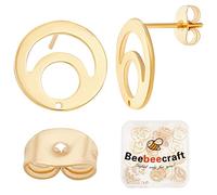 Beebeecraft 30pcs Clous Ronds avec Boucle Plaqué Or 24K Vierges Boucles d'oreilles et 30pcs Boucles d'oreilles de Sécurité pour la Fête des Mères Printemps Vacances Banque Bricolage Fabrication