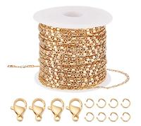 Beebeecraft 33 Piedi 18K Catene Portacavi Placcate Oro Catena A Maglie A Specchio con 20 Chiusure A Moschettone e 50 Anelli di Salto per Collana Orecchini Braccialetti