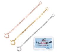 Beebeecraft 3Pcs 3 - Colore prolunga la Catena del Braccialetto d' Argento 925 con Fibbia a Molla e Panno Lucido per la creazione di Gioielli, 2 Pollici