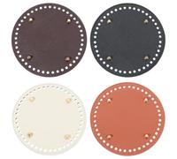 Beebeecraft 4 pz Fondo per Borsa Rotondo in Pelle 4 Colori Fondo per Borsa Ovale Base per Borsa Lavorata A Maglia e Uncinetto Base per Borsa Base per Cuscino con Fori per Borsa all'Uncinetto Fai da