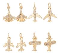 Beebeecraft 4 Stili 8 Pezzi Ciondoli Aereo Set di Ciondoli Aereo Placcati In Oro 18K con Zirconi Cubici con Anelli di Salto per La Creazione di Gioielli Fai Da Te