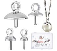 Beebeecraft 40 pz 4 Dimensioni Occhio Pin Bail Peg Ciondoli 925 Argento Sterling Placcato Perla Cup Eye Pin con Piccola Perla Cup per Perline Mezze Forate Risultati della Creazione di Gioielli