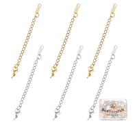 Beebeecraft 40Pcs 2 Colori Catene di Prolunga Catena in Acciaio Inossidabile con Catenacci A Moschettone Linguette con Parola K14 Charms per La Creazione di Gioielli da Donna