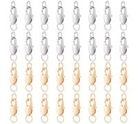 Beebeecraft 40pz 2 colori Chiusure A Moschettone per La Creazione Gioielli | Ottone Placcato Oro 18K Platino Chiusure A Moschettone Rettangolari con Anellino Congiunzione per Bracciali Collane