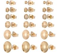 Beebeecraft 48 Pezzo di Orecchino A Perno A Forma di Coppa di Pera Orecchini A Perno Piatti e Rotondi da 3/4/5/6/8/10mm in Acciaio Inossidabile Placcato Oro 18K con Chiusura A Dado per La Creazione
