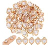 Beebeecraft 50 Pezzi di Ciondoli A Forma di Cuore in Lega con Zirconi Cubici Dorati Piccoli Strass 3D Ciondoli d'Amore per La Creazione di Gioielli Bracciali Collane Orecchini A Tema San Valentino