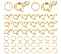 Beebeecraft 50 Set di Fermagli per Collane A Molla Chiusura A Moschettone Rotonda Placcata Oro 14K Chiusura A Molla con Anelli di Congiunzione Aperti per Braccialetti Creazione di Gioielli Fai da Te.