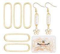 Beebeecraft 50Pcs 18K Placcato Oro Perline Orecchini A Cerchio Trovare Anelli di Collegamento Ovali Cornici A Cerchio Charms Connettori Gioielli per Fai da Te Ciondola L'Orecchino Collane Bracciali