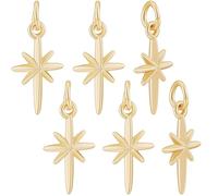 Beebeecraft 6 pz. Ciondoli A Forma di Stella Polare da 16.5x9mm Piccoli Ciondoli A Forma di Stella Polare Placcati in Oro 18K con Anelli di Congiunzione per La Creazione di Gioielli