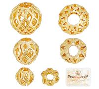 Beebeecraft 60 Pz 3 Perline Distanziatrici Cavi 18K Placcato Oro Rotondo Filigrana Perline Sciolte per Artigianato Fai-da-Te Bracciali Collane Orecchini Creazione di Gioielli
