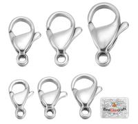 Beebeecraft 60 pz 6 misure Fermagli A Moschettone In Argento 316 ganci In Acciaio Inossidabile con Chiusura A Scatto per Braccialetti Collane Gioielli