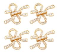 Beebeecraft 8 Pezzi Fermaglio Pieghevole A Fiocco Placcato Oro 18K Accorciatore per Collana A Fiocco Rinforzato con Zirconi Cubici Fermagli Pieghevoli per La Creazione di Gioielli Bracciale Fai da Te