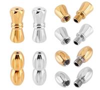 Beebeecraft 8 Set di Fermagli A Vite Ovali e A Colonna 304 Fermagli A Barilotto con Punta in Rame in Acciaio Inossidabile per Braccialetti Collane Creazioni Artigianali Fai da Te (Oro) Argento
