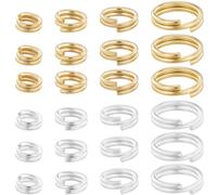 Beebeecraft 80 Anelli di Salto A Doppio Anello Da 4/5/6/8 mm Placcati In Oro 24K e 925 Anelli Divisi Placcati In Argento Sterling con Scatola di Immagazzinaggio per Realizzare Collane