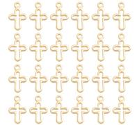Beebeecraft 80 Ciondolo A Forma di Croce Cava Ciondoli A Forma di Crocifisso Placcati in Oro 24K con Anello per La Creazione di Gioielli Bracciali Collane Pendenti Choker Fai da Te.