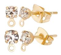 Beebeecraft 80 Pezzi 2 Pezzi Risultati Orecchini in Zirconia Cubica Placcati in Oro 18K Pali con Anello e 80 Pezzi Schienali per Orecchini A Farfalla per La Creazione di Gioielli Fai-da-Te
