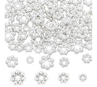 Beebeecraft 80 pz 4 Dimensioni Perline Distanziatrici A Forma di Fiore in Argento Sterling Placcato in Acciaio Inossidabile Perline Distanziatrici Rotonde A Forma di Fiore con Scatola di