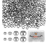 Beebeecraft 800 Pz/Scatola 4 Dimensioni Tubo A Crimpare Perline Distanziali per Tubo A Crimpare in Acciaio Inossidabile Cappucci Terminali in Corda d'Argento Perline Tappo Allentato per Collana