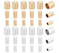 Beebeecraft 90 pz 3 misure Terminali per Colonne Terminali per Cordini In Pelle Terminali In Ottone Placcato Oro 24K e Argento Sterling Da 4x2/5x2.5/5x4mm per La Creazione di Gioielli Fai Da