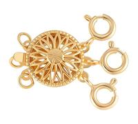 Beebeecraft Fermagli per Collana A Strati Fermaglio Separatore per Collana A Strati Placcato Oro 18K Piatto Rotondo 3 fili In Ottone Convertitore di Bloccaggio Prolunga Connettore di Sicurezza per La