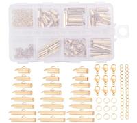 Beebeecraft Kit di 160 Chiusure A Scorrimento per Perline 8 Pezzo Terminali per Cordino A Scorrimento Tubolare da 10/13/16/20/25mm con Moschettone Estensore Catena Anelli di Congiunzione Aperti