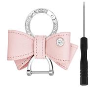 Beebeecraft Portachiavi con Fiocco in Similpelle Rosa Ciondolo per Borsa con Fiocco e Anello in Zirconia Cubica per Borsa Chiavi Dell'Auto Ciondolo Decorativo per Donna