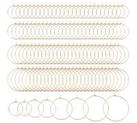 Beebeecraft120 pezzi 4 misure per Orecchini A Cerchio con Perline Placcati In Oro 18K 316 cerchi Rotondi In Acciaio Inossidabile Chirurgico Anelli con Ciondoli A Forma di Calice Da Vino per Kit
