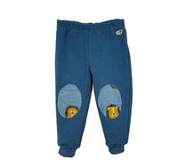 BEEBIP Pantalone Lungo in Cotone Biologico Felpato (IT, età, 3 Anni, Blu con Toppe con Leoni)