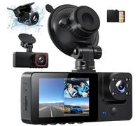 BEEBY Dashcam Dash Cam Anteriore E Posteriore all'Interno 3 Canali Potenziati 4 Lampade IR Dash Telecamera per Auto Wireless con Visione Notturna LCD 2,35 Pollici Frontale Telecamera
