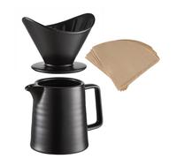 BeeCa Macchina da caffè versata sopra, gocciolatore in ceramica da 500 ml, filtro di carta V60, caffè preparato a mano, set durevole per casa, ufficio, caffè (nero)
